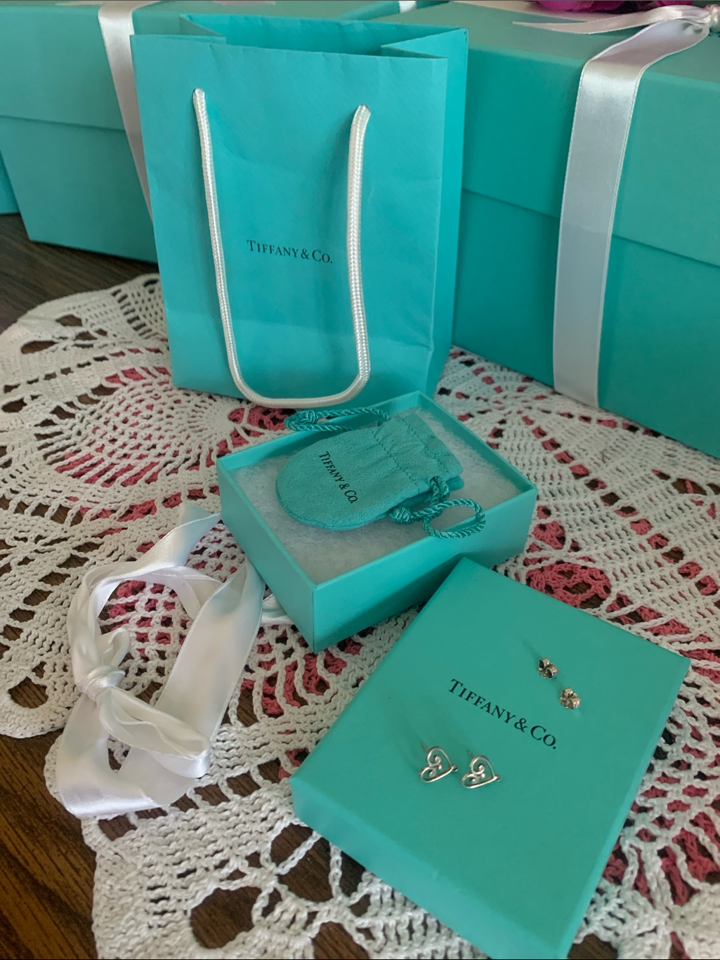Tiffany & Co Picasso Venezia Goldoni Heart Earrings 925 Silver W Pouch Box Bag